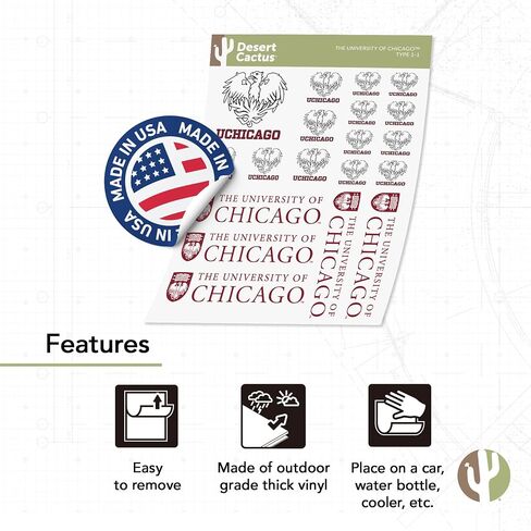 Desert Cactus The University of Chicago Sticker UChicago Maroons Sticker Vinyl Decals Laptop Water Bottle Car Scrapbook Sheet T1 (Type 1-1) in Kuwait