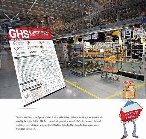 ملصق إرشادات OSHA GHS التوضيحي، ملصق ورقة بيانات السلامة مقاس 18 × 24 بوصة لأماكن العمل الصناعية، ملصق أمان GHS لمعيار اتصالات المخاطر مع الصور التوضيحية GHS in Kuwait
