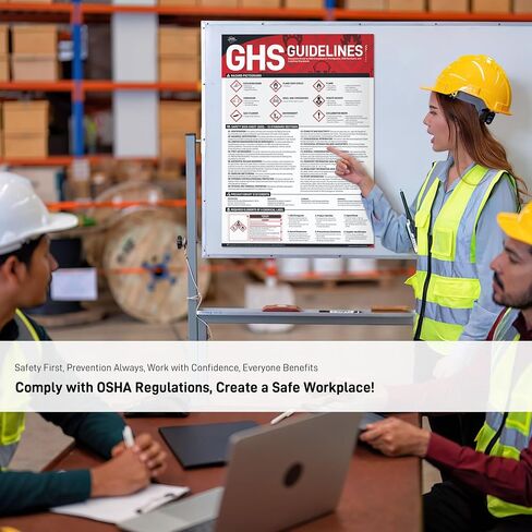 ملصق إرشادات OSHA GHS التوضيحي، ملصق ورقة بيانات السلامة مقاس 18 × 24 بوصة لأماكن العمل الصناعية، ملصق أمان GHS لمعيار اتصالات المخاطر مع الصور التوضيحية GHS in Kuwait
