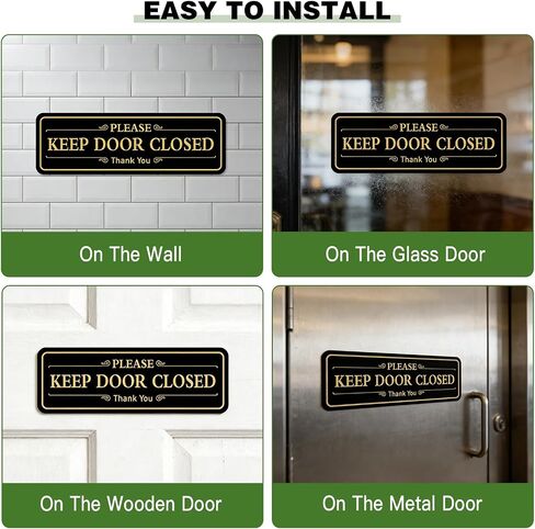 إبقاء الباب مغلقا علامة 10x3 بوصة علامة الألومنيوم الثقيلة، 3M ذاتية اللصق قشر وعصا تحذير مانعة لتسرب الماء لمكتب مستودع ساحة داخلي في الهواء الطلق، zinclue 2PC in Kuwait