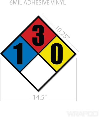 NFPA 704 1-3-0 Diamond Label Decal - Gasoline, Methanol, Jet Fuels Safety Placard Sticker Sign for Tanks, Storage, Buildings - 10 Inch in Kuwait