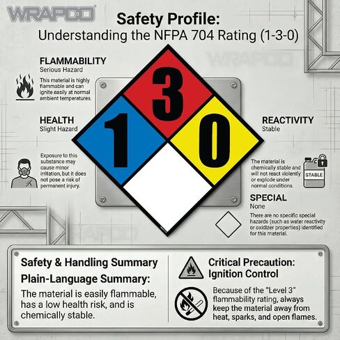 NFPA 704 1-3-0 Diamond Label Decal - Gasoline, Methanol, Jet Fuels Safety Placard Sticker Sign for Tanks, Storage, Buildings - 10 Inch in Kuwait
