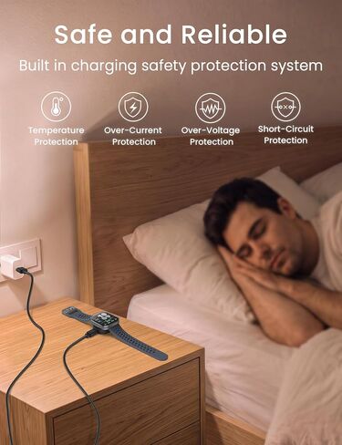 Sinoacc لـ Amazfit Bip 6، شاحن بديل لساعة Active 2 | شحن سريع، حماية مدمجة، قابل للفصل والحمل، كابل USB C بطول 3.3 قدم in Kuwait
