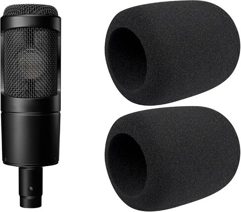 SOULWIT 2Pcs Pop Filter for Audio-Technica ATH AT2035 Cardioid Condenser، غطاء ميكروفون واقٍ من رغوة الزجاج الأمامي - أسود in Kuwait