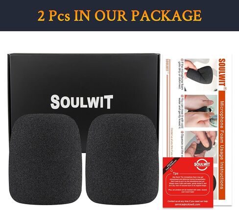 SOULWIT 2Pcs Pop Filter for Audio-Technica ATH AT2035 Cardioid Condenser، غطاء ميكروفون واقٍ من رغوة الزجاج الأمامي - أسود in Kuwait