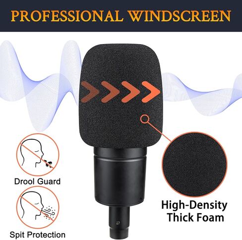 SOULWIT 2Pcs Pop Filter for Audio-Technica ATH AT2035 Cardioid Condenser، غطاء ميكروفون واقٍ من رغوة الزجاج الأمامي - أسود in Kuwait