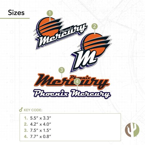ملصق من الفينيل لرابطة كرة السلة الوطنية للسيدات من Desert Cactus Phoenix Mercury WNBA مرخص رسميًا من الفينيل ملصق زجاجة مياه للكمبيوتر المحمول ودفتر قصاصات السيارة (النوع 2) in Kuwait