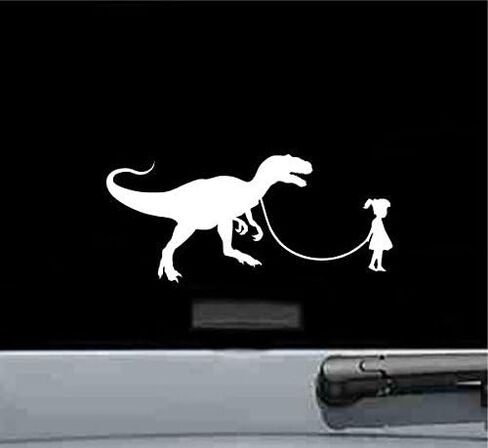 ملصق من الفينيل JS Artworks Girl Walking A Raptor (أبيض) in Kuwait