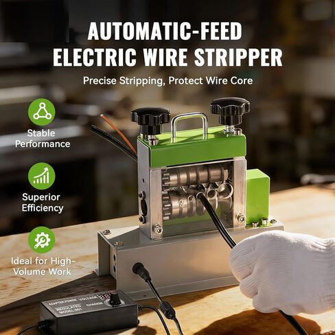 Electric Wire Stripping Machine, 0.06''-0.67'' Automatic Wire Stripper Machine with 6 Channels 5 Blades, Electric Cable Stripper Machine with 35 W All-Copper Motor for Leftover Cable Recycle in Kuwait