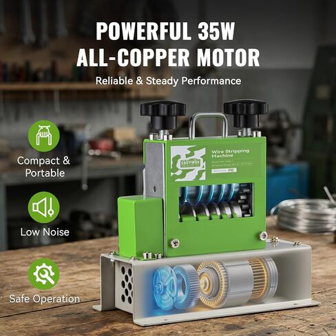 Electric Wire Stripping Machine, 0.06''-0.67'' Automatic Wire Stripper Machine with 6 Channels 5 Blades, Electric Cable Stripper Machine with 35 W All-Copper Motor for Leftover Cable Recycle in Kuwait