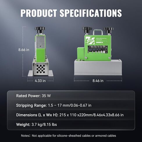 Electric Wire Stripping Machine, 0.06''-0.67'' Automatic Wire Stripper Machine with 6 Channels 5 Blades, Electric Cable Stripper Machine with 35 W All-Copper Motor for Leftover Cable Recycle in Kuwait
