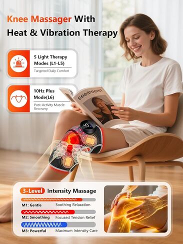 ترقية 4 دعامة للركبة لمنطقة التدليك والعلاج بالضوء الأحمر للركبة، وحدة تحكم قابلة لإعادة الشحن بدون سلك، إيقاف تلقائي لمدة 20 دقيقة، جهاز العلاج بالضوء الأحمر 660 نانومتر و850 نانومتر للركبة/الكوع/الكتف. in Kuwait