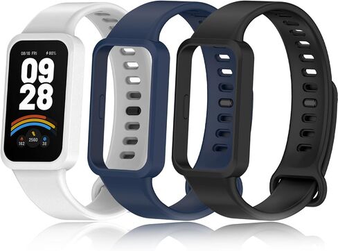 حزام متوافق مع بديل أحزمة Xiaomi Smart Band 9 النشطة، [3 عبوات] أساور معصم من السيليكون قابلة للتعديل تتغير لـ Mi Smart Band 9 Active in Kuwait