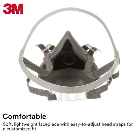 3M Half Facepiece Reusable Respirator 6200, NIOSH, Four-Point Harness, Comfortable Fit, Medium Respirator Cartridge/Filter 60926, 1 Pair, Helps Protect Against Organic Vapors in Kuwait