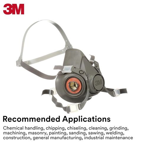 3M Half Facepiece Reusable Respirator 6200, NIOSH, Four-Point Harness, Comfortable Fit, Medium Respirator Cartridge/Filter 60926, 1 Pair, Helps Protect Against Organic Vapors in Kuwait
