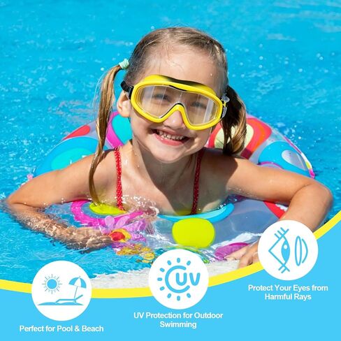 Swimming Goggles 2-Pack Set for Kids,Anti-Fog & Leak-Proof Adult and Kids Swim Goggles (6-14 Years) with UV Protection,Adjustable Comfort Fit for Training and Beach Recreation in Kuwait
