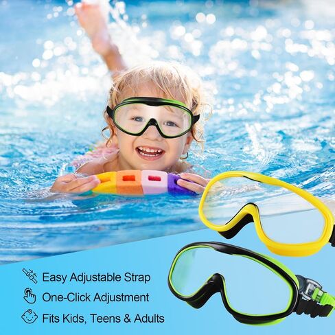 Swimming Goggles 2-Pack Set for Kids,Anti-Fog & Leak-Proof Adult and Kids Swim Goggles (6-14 Years) with UV Protection,Adjustable Comfort Fit for Training and Beach Recreation in Kuwait