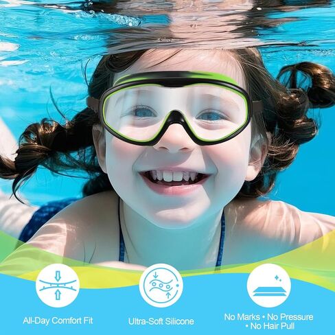 Swimming Goggles 2-Pack Set for Kids,Anti-Fog & Leak-Proof Adult and Kids Swim Goggles (6-14 Years) with UV Protection,Adjustable Comfort Fit for Training and Beach Recreation in Kuwait