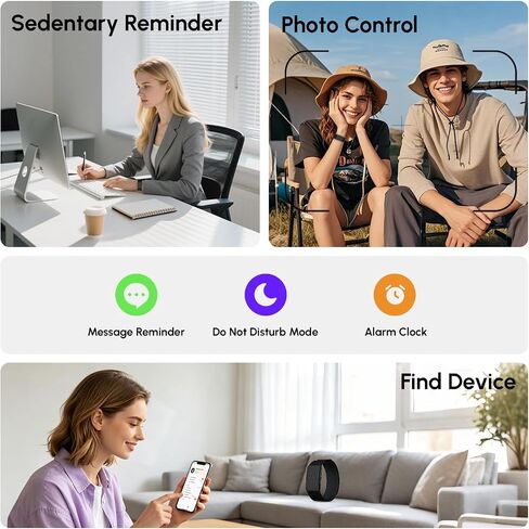 Fitness Smart Bracelet,24/7 Sleep & Health Tracker,170+ Sport Modes | Heart Rate, SpO2, Stress, Step & Calorie Tracker, 30 Days Battery, IP68 Waterproof, Screenless, Smart Wristband, Free App in Kuwait