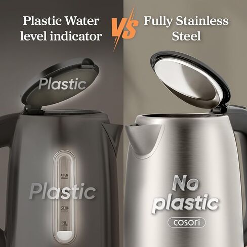 COSORI Electric Kettle, Stainless Steel Tea Kettle, Plastic-free Inner Lid, Filter and Spout, Easy to Clean, Automatic Shut Off & Boil-Dry Protection, Hot Water Boiler & Heater, 1.7L, 1500W in Saudi Arabia