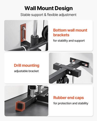 VEVOR LAT Pull Down Machine, 3-in-1 Row Cable Machine, Cable Machines Home Gym with 18-Levels Height Adjustment, Wall-Mount Design, Load 500 lbs LAT Tower for Full-Body Workouts, Single-Arm Training in Kuwait