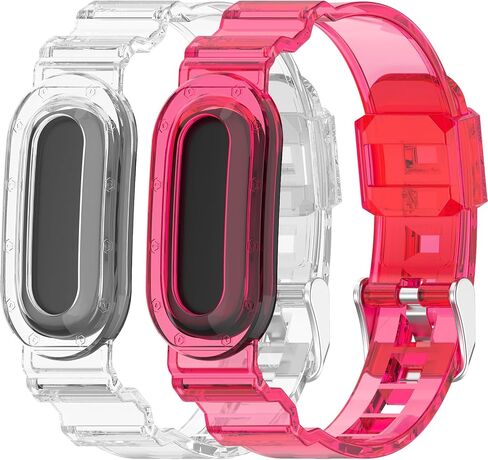 Miimall 2-Pack Sport Band for Google Fitbit Air، مقاوم للماء والعرق، حزام بديل متين قابل للتنفس، جراب ممتص للصدمات من الكريستال الشفاف قابل للتعديل من أجل Fitbit Air للنساء والرجال in Kuwait