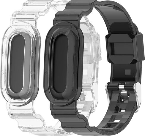 Miimall 2-Pack Sport Band for Google Fitbit Air، مقاوم للماء والعرق، حزام بديل متين قابل للتنفس، جراب ممتص للصدمات من الكريستال الشفاف قابل للتعديل من أجل Fitbit Air للنساء والرجال in Kuwait