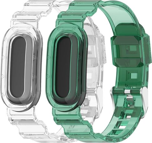 Miimall 2-Pack Sport Band for Google Fitbit Air، مقاوم للماء والعرق، حزام بديل متين قابل للتنفس، جراب ممتص للصدمات من الكريستال الشفاف قابل للتعديل من أجل Fitbit Air للنساء والرجال in Kuwait