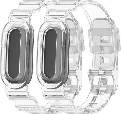 Miimall 2-Pack Sport Band for Google Fitbit Air، مقاوم للماء والعرق، حزام بديل متين قابل للتنفس، جراب ممتص للصدمات من الكريستال الشفاف قابل للتعديل من أجل Fitbit Air للنساء والرجال in Kuwait