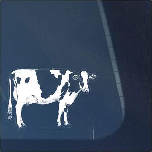 Holstein Cow Clear Vinyl Decal Sticker for Window, Dairy Farmer Sign Art Print Design in Kuwait