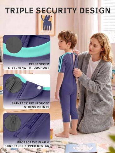 Tear-Resistant Adaptive Clothing for Autism Kids Ages 3-14, Anti-Strip Sensory Jumpsuit with Reinforced Back Zipper in Saudi Arabia