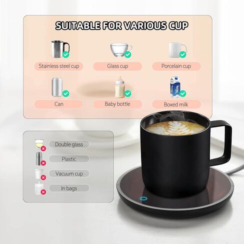 Coffee Mug Warmer, Smart Coffee Warmer Candle Warmer with Auto Shut Off for Office Desk, Cup Warmer with 2 Temperature, Electric Beverage Drink Warmer for Heating Coffee, Milk, Tea and Hot Chocolate in Saudi Arabia