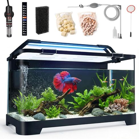 eWonLife 1.5 Gallon Square Fish Tank Bowl, Clear Small Plastic Tank Aquariums for Betta, Snails, Shrimp, Turtles and Aquatic Planting in Kuwait