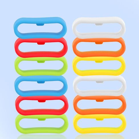 24 قطعة من حلقات تثبيت السيليكون من Tinoaly لـ Magic Band+ & 2.0 وأكثر، حلقات تثبيت آمنة ومشابك حامل لسوار الساعة (12 لونًا) in Kuwait