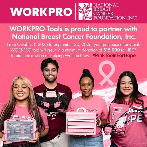 مجموعة أدوات وردية مكونة من 35 قطعة من WORKPRO، مجموعة أدوات منزلية مع صندوق أدوات تخزين، مجموعة أدوات أساسية للمنزل، المرآب، الشقة، النوم، المنزل الجديد، العودة إلى المدرسة - الشريط الوردي in Kuwait