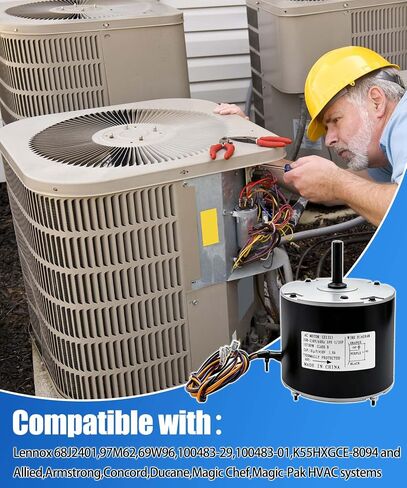 محرك مروحة مكثف 68J24 متوافق مع Lennox 68J2401 97M62 69W96 100483-29 100483-01 K55HXGCE-8094,1/3 HP، 208-230V، 60HZ، 1075 دورة في الدقيقة، 3 أسلاك in Kuwait