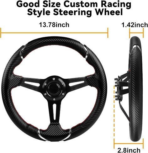 عجلة قيادة MOSNAI مقاس 13.7 بوصة 350 مم، عربة جولف للسباق مناسبة لنادي السيارات DS وسابقة، Yamaha EZGO RXV & TXT in Kuwait