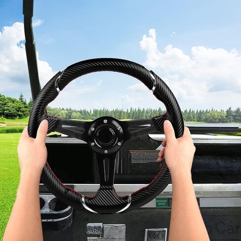 عجلة قيادة MOSNAI مقاس 13.7 بوصة 350 مم، عربة جولف للسباق مناسبة لنادي السيارات DS وسابقة، Yamaha EZGO RXV & TXT in Kuwait
