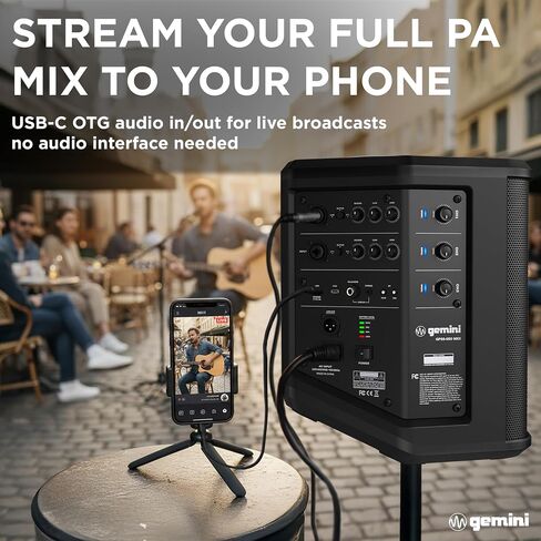 مكبر صوت جيميني لاسلكي يعمل بالبطارية، 400 واط، OTG (GPSS-650 MKII) | بطارية 106 ديسيبل PA، ثنائية الأمبير، حتى 10 ساعات - خلاط 3 قنوات، تردد، ميكروفون متضمن - XLR/1/4"، OTG - بلوتوث in Kuwait