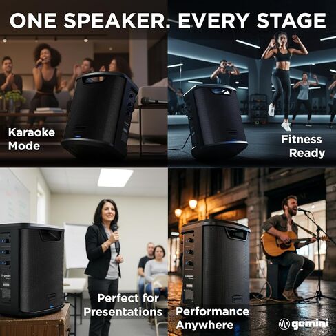 مكبر صوت جيميني لاسلكي يعمل بالبطارية، 400 واط، OTG (GPSS-650 MKII) | بطارية 106 ديسيبل PA، ثنائية الأمبير، حتى 10 ساعات - خلاط 3 قنوات، تردد، ميكروفون متضمن - XLR/1/4"، OTG - بلوتوث in Kuwait