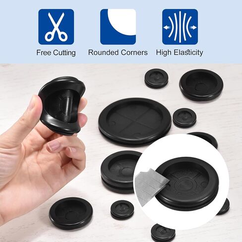 uxcell 3Pcs Rubber Grommets 1-3/4" (45mm) Drill Hole, 1-1/2" (38mm) ID Single Sided Hole Plugs Ring Gasket for Firewall Cable Wire Protecting, Black in Kuwait