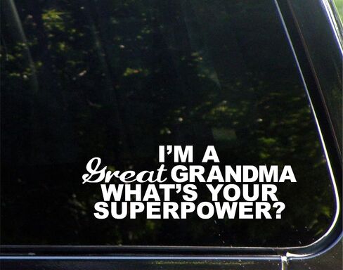 I'm A Great Grandma ما هي قوتك الخارقة - 9 بوصة × 3 بوصة - ملصق من الفينيل مقطوع بالقالب/ملصق ممتص للصدمات للنوافذ والسيارات والشاحنات وأجهزة الكمبيوتر المحمولة، إلخ. in Kuwait