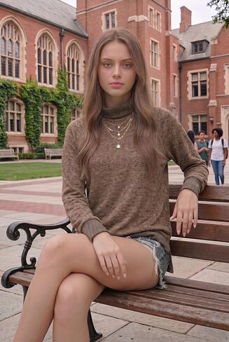Women's Mock Neck Long Sleeve Sweatshirt, Casual Crewneck Pullover Top for Everyday Wear, School, and Street Style in Kuwait