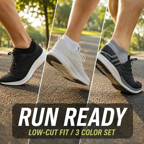 Men's Ankle Socks 3 Pack,Breathable Cotton Low Cut Athletic Socks,Non-Slip Cushioned Sports Socks for Running Casual Wear in Kuwait