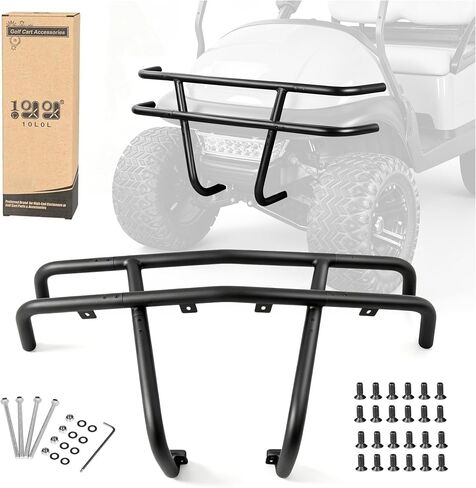 10L0L Golf Cart Brush Guard Front Bumper for Club Car Precedent All Years Gas & Electric, Heavy Duty Powder Coated Steel, No Drilling Direct Bolt On Installation in Kuwait