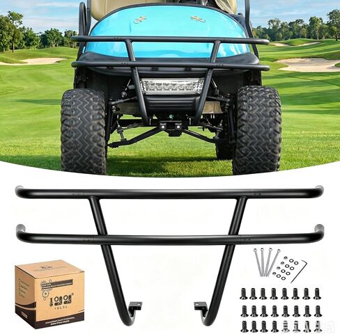 10L0L Golf Cart Brush Guard Front Bumper for Club Car Precedent All Years Gas & Electric, Heavy Duty Powder Coated Steel, No Drilling Direct Bolt On Installation in Kuwait