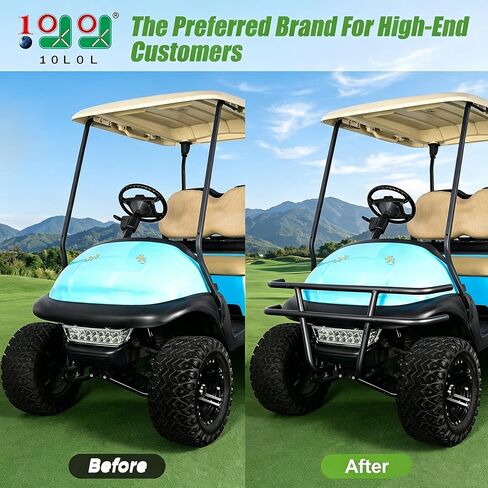 10L0L Golf Cart Brush Guard Front Bumper for Club Car Precedent All Years Gas & Electric, Heavy Duty Powder Coated Steel, No Drilling Direct Bolt On Installation in Kuwait