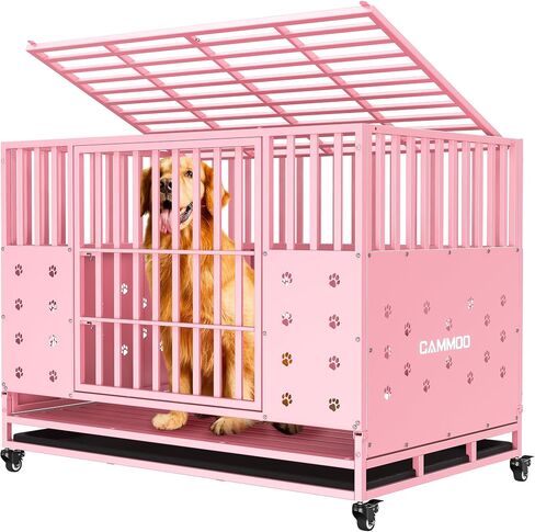 Cammoo 48'' Heavy Duty Dog Crate/Kennel for Large Dogs Indoor, Black in Saudi Arabia