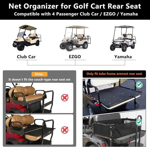 منظم شبكي لعربة الجولف من PGmoon متوافق مع Yamaha، Club Car، EZGO، شبكة تخزين عربة الجولف مع حزام إبزيم قابل للتعديل in Kuwait