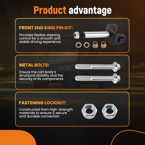 maxpeedingrods Front End King Pin Kit لنادي السيارات السابقة 2004-up عربات الغولف الكهربائية بالغاز، طقم إصلاح Pin King للواجهة الأمامية، OEM # 102287201 103638601 103638801 in Kuwait